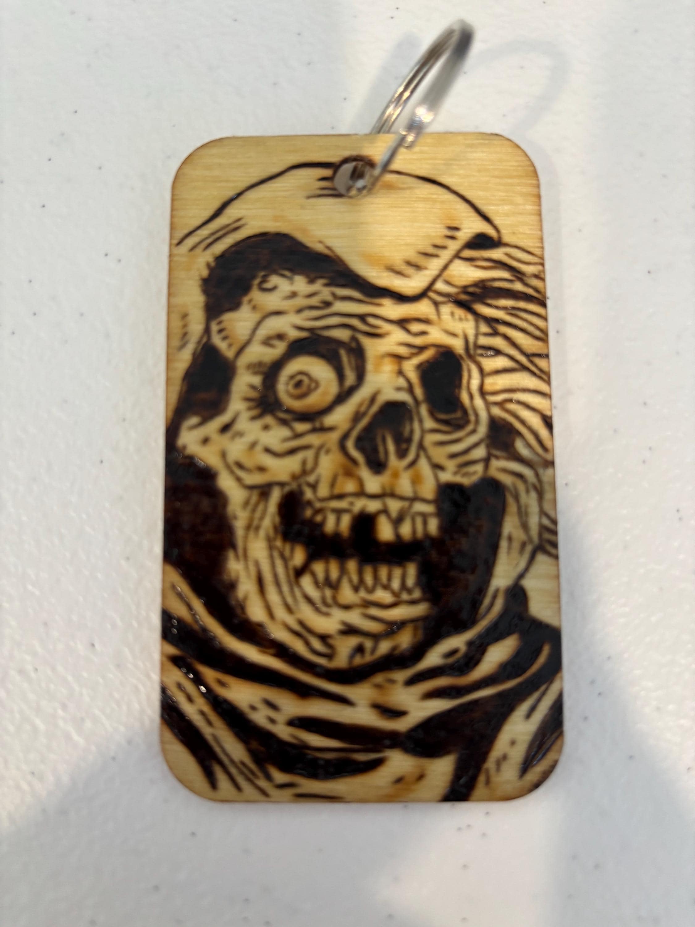 hand wood burned keychain, Creepshow