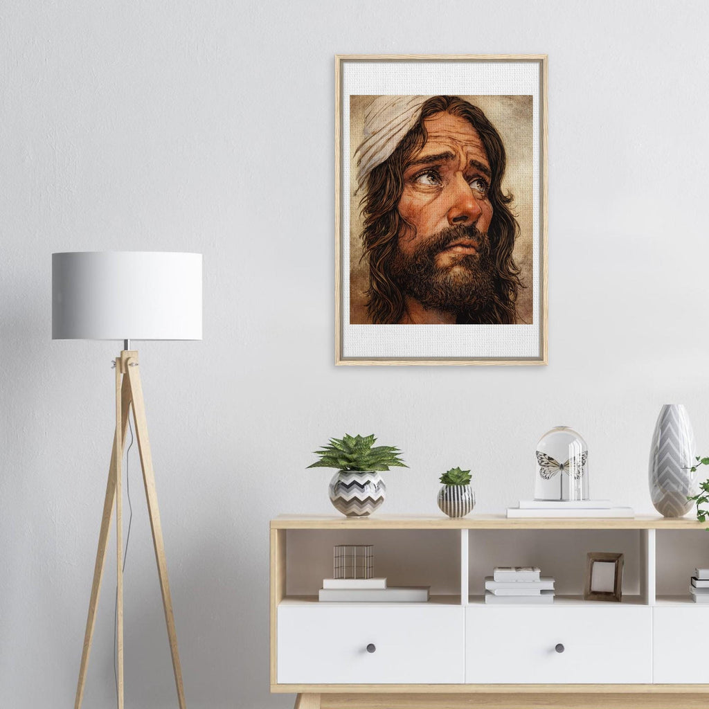 Jesus King of Kings Framed Canvas Art Print - Hand Drawn by Joshua Davis with a 24k Gold Leaf Foil background