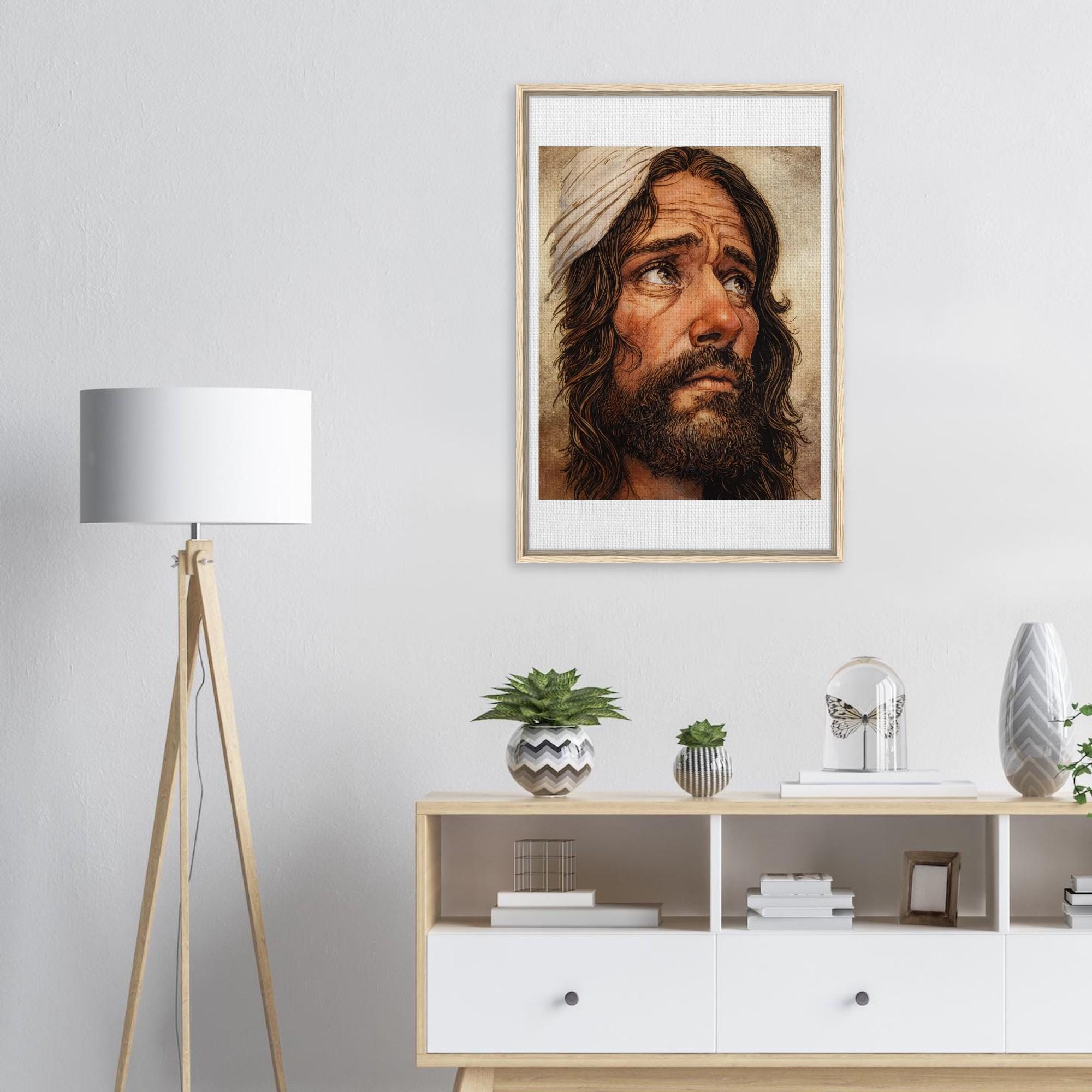 Jesus King of Kings Framed Canvas Art Print - Hand Drawn by Joshua Davis with a 24k Gold Leaf Foil background