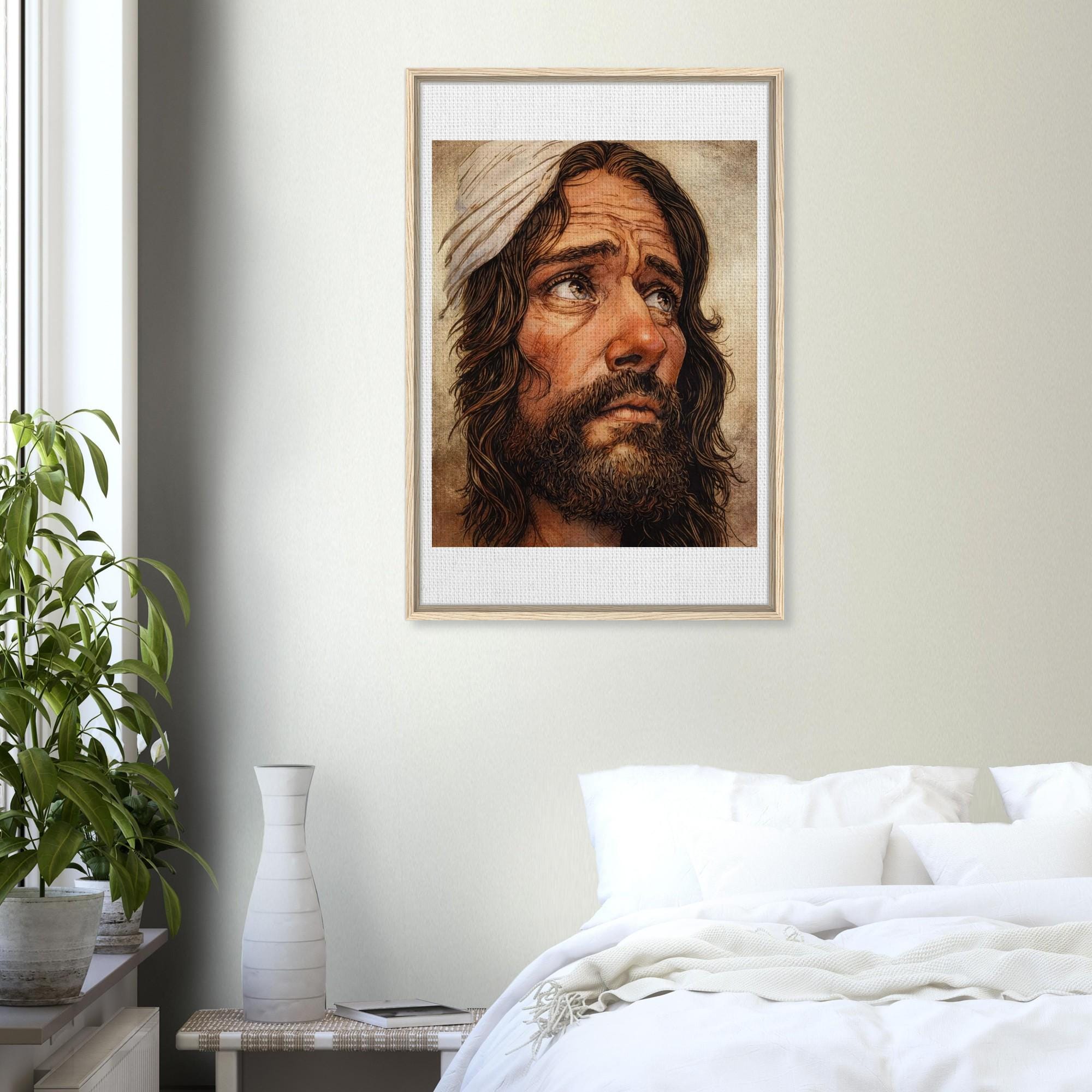 Jesus King of Kings Framed Canvas Art Print - Hand Drawn by Joshua Davis with a 24k Gold Leaf Foil background