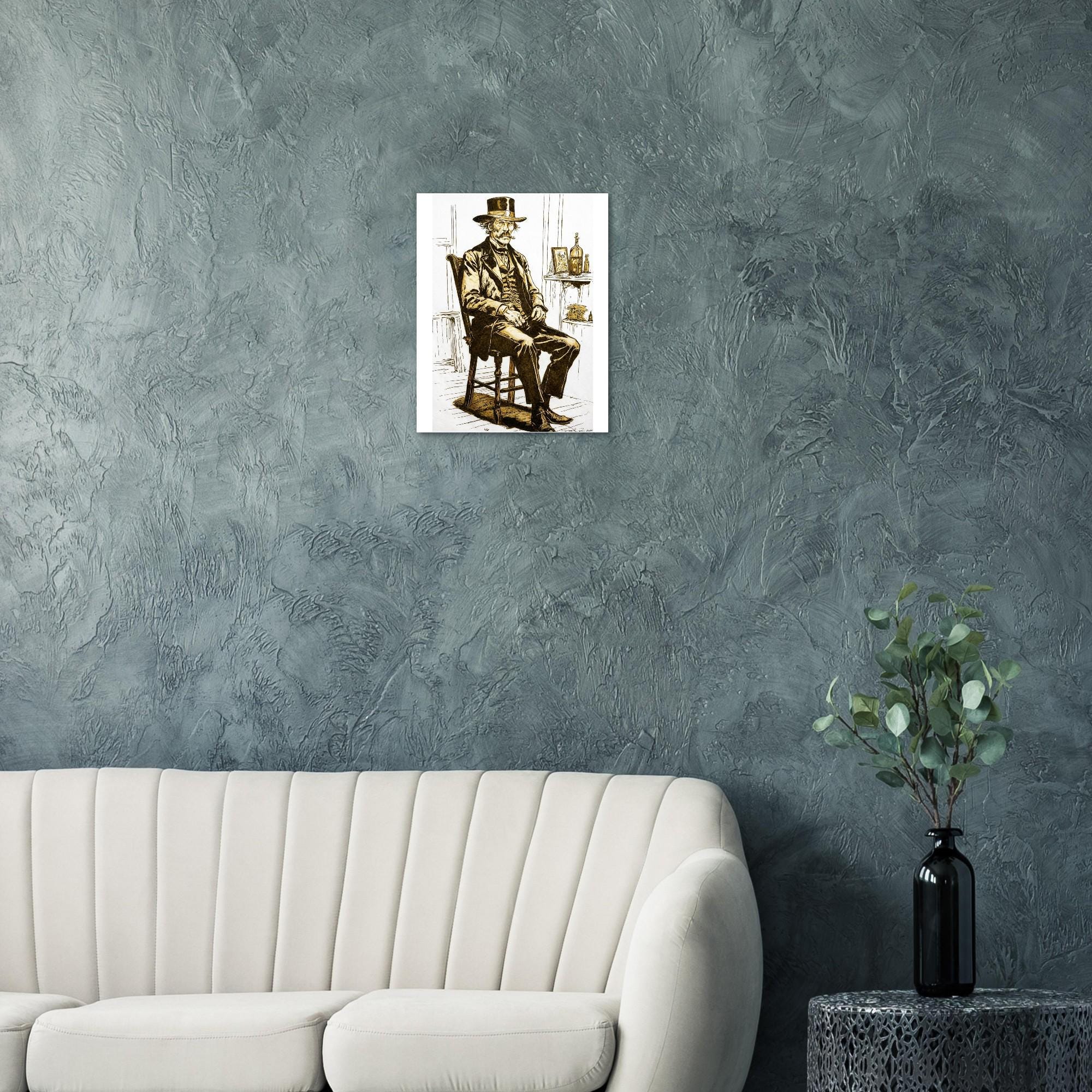Wyatt Earp Portrait - Giclee Fine Art Print by Joshua Davis - Original was burned onto Paper