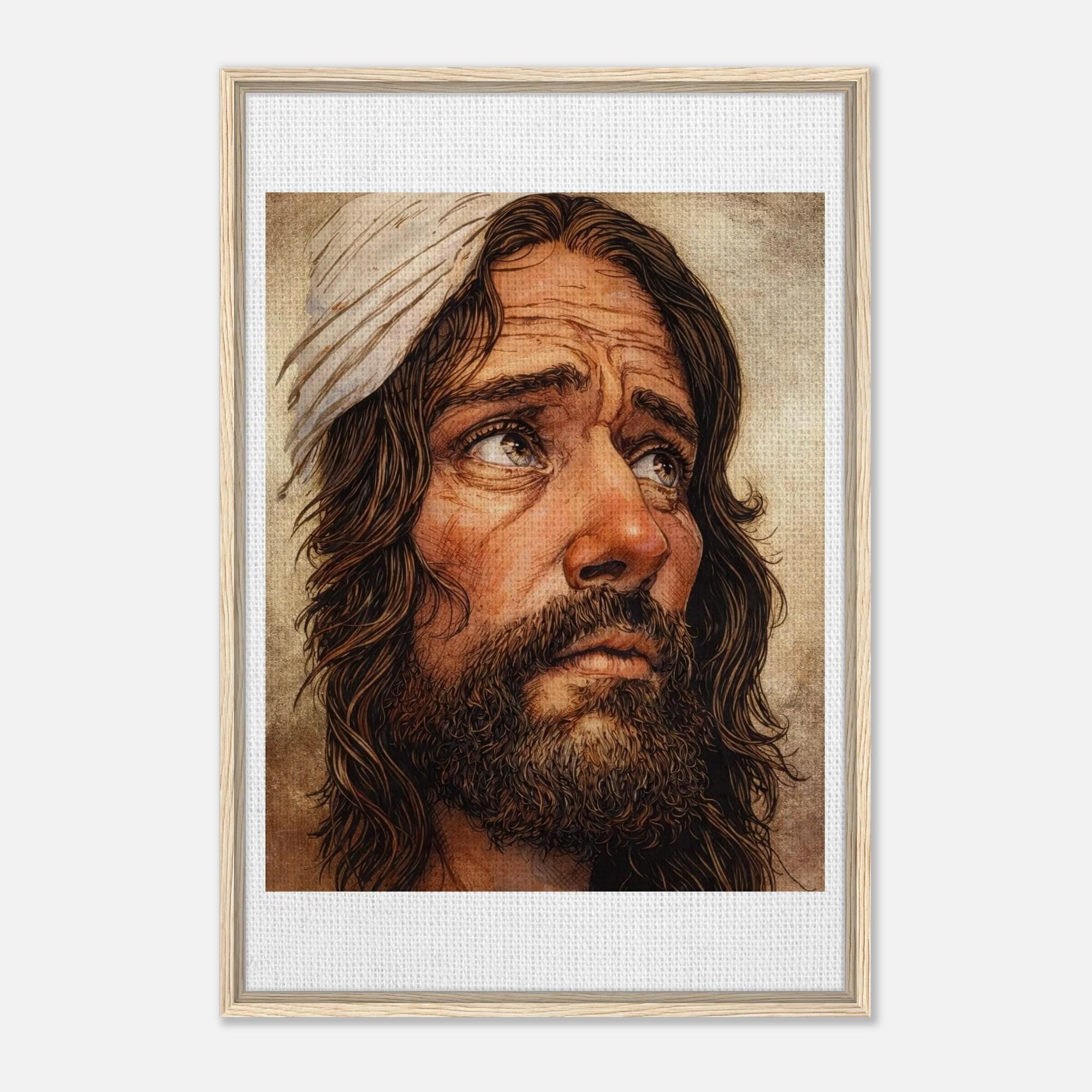 Jesus King of Kings Framed Canvas Art Print - Hand Drawn by Joshua Davis with a 24k Gold Leaf Foil background