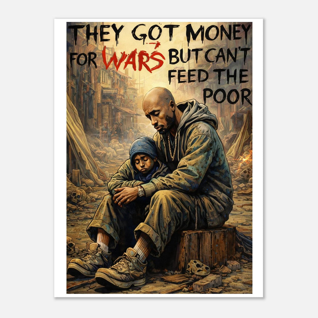 Tupac Portrait Art Print - 'They Got Money for Wars but can't feed the poor' by Joshua Davis - Giclée Poster Fine Art Print