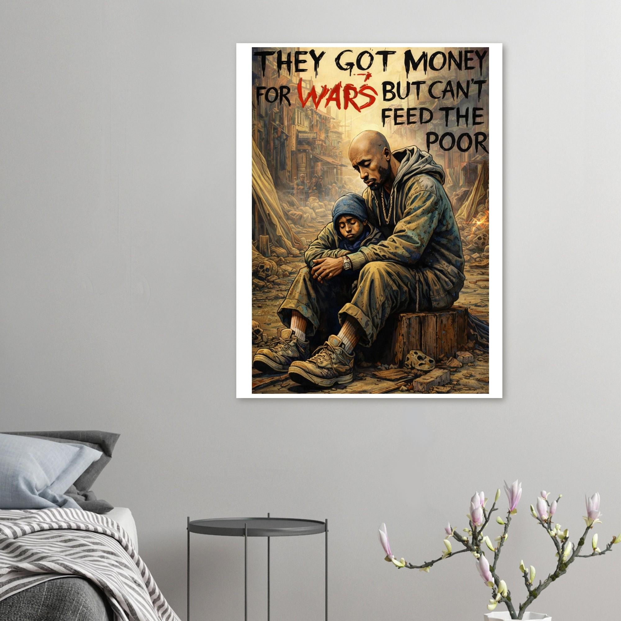 Tupac Portrait Art Print - 'They Got Money for Wars but can't feed the poor' by Joshua Davis - Giclée Poster Fine Art Print