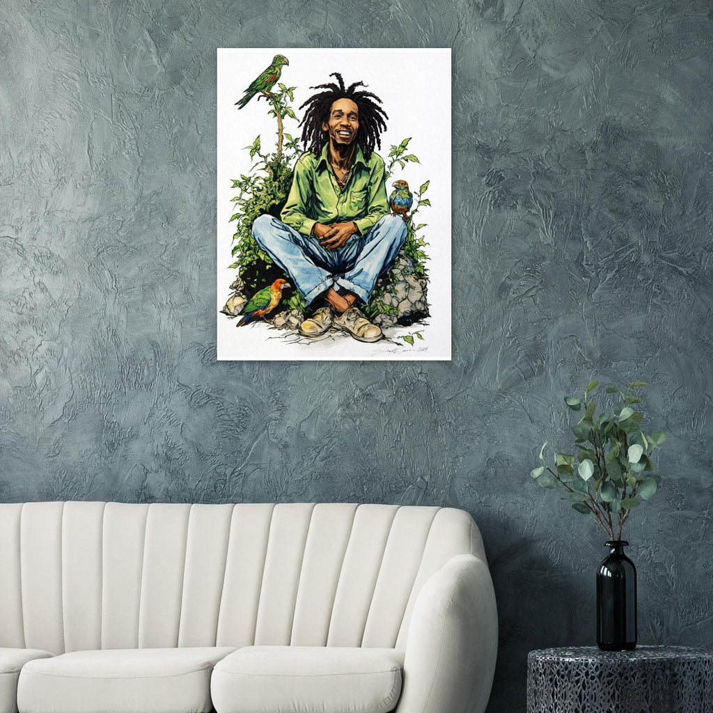 Bob Marley Fine Art Poster '3 Little Birds' by Joshua Davis - Handmade Art Print - Perfect Gift for Music Lovers