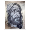 Jesus King of Kings -  Pen and Ink Version - Original Hand Drawn Art Print with 24k Gold Leaf Background- Fine Art Poster