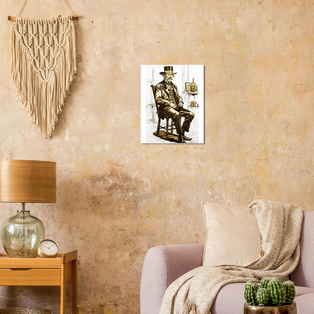 Wyatt Earp Portrait - Giclee Fine Art Print by Joshua Davis - Original was burned onto Paper