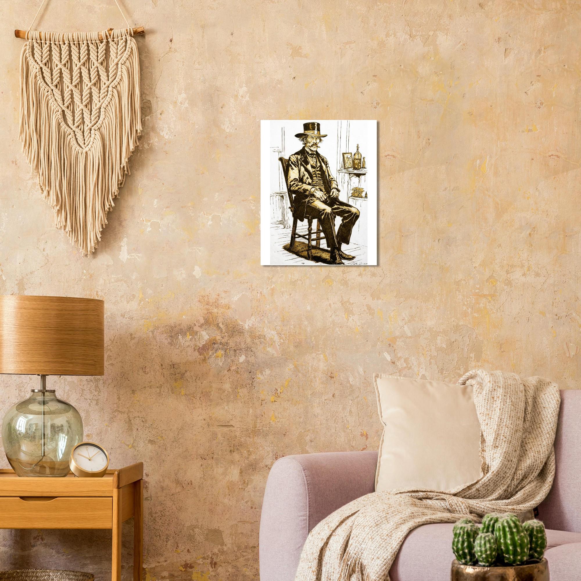 Wyatt Earp Portrait - Giclee Fine Art Print by Joshua Davis - Original was burned onto Paper