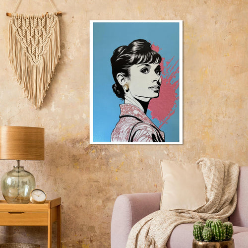 Hand Painted Audrey Hepburn Fine Art Print - Vibrant Giclée Print by Joshua Davis