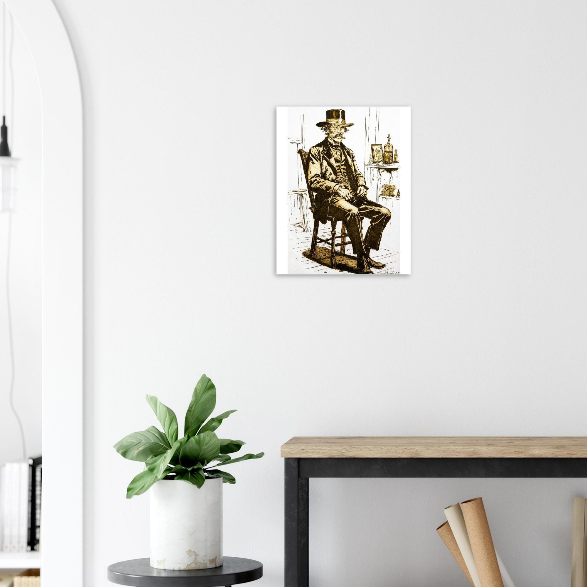 Wyatt Earp Portrait - Giclee Fine Art Print by Joshua Davis - Original was burned onto Paper