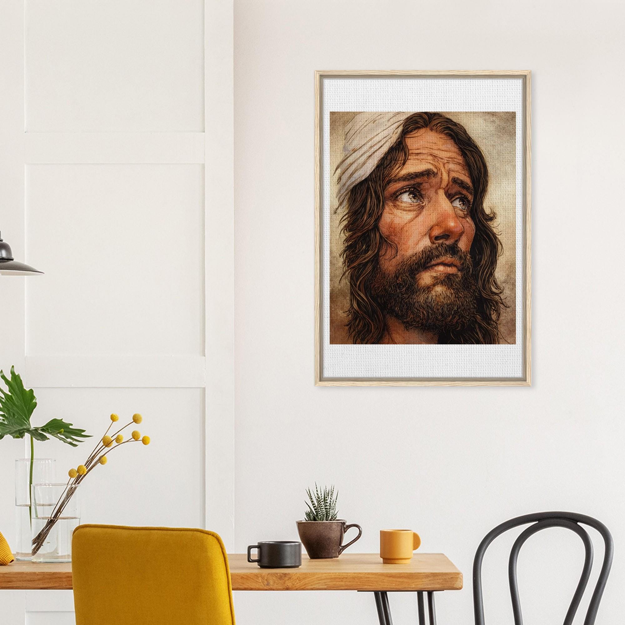 Jesus King of Kings Framed Canvas Art Print - Hand Drawn by Joshua Davis with a 24k Gold Leaf Foil background