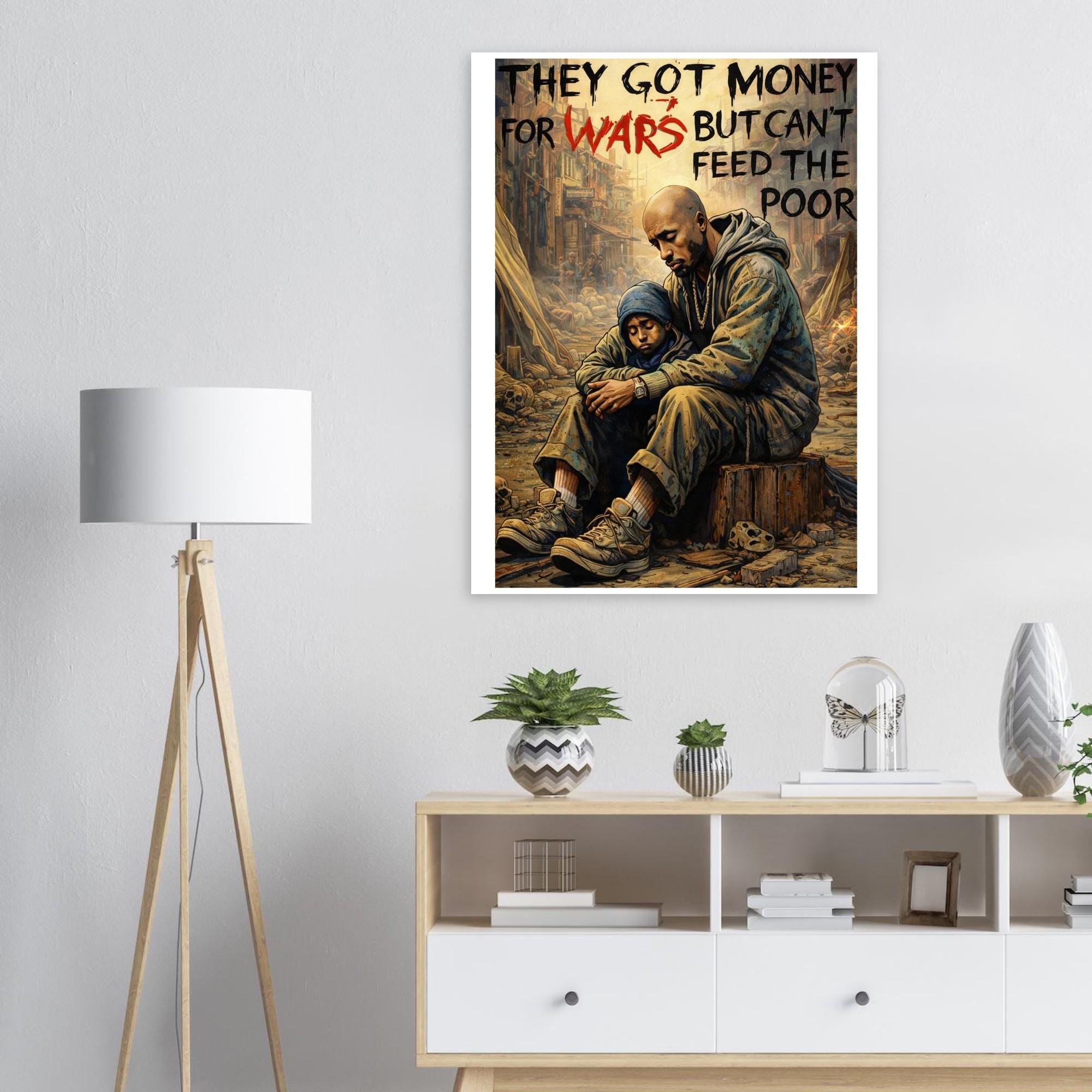 Tupac Portrait Art Print - 'They Got Money for Wars but can't feed the poor' by Joshua Davis - Giclée Poster Fine Art Print