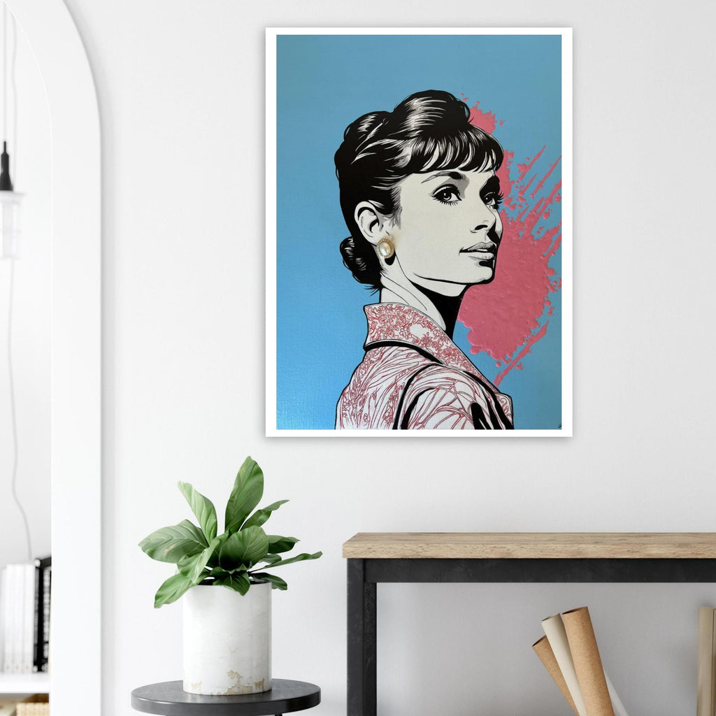 Hand Painted Audrey Hepburn Fine Art Print - Vibrant Giclée Print by Joshua Davis