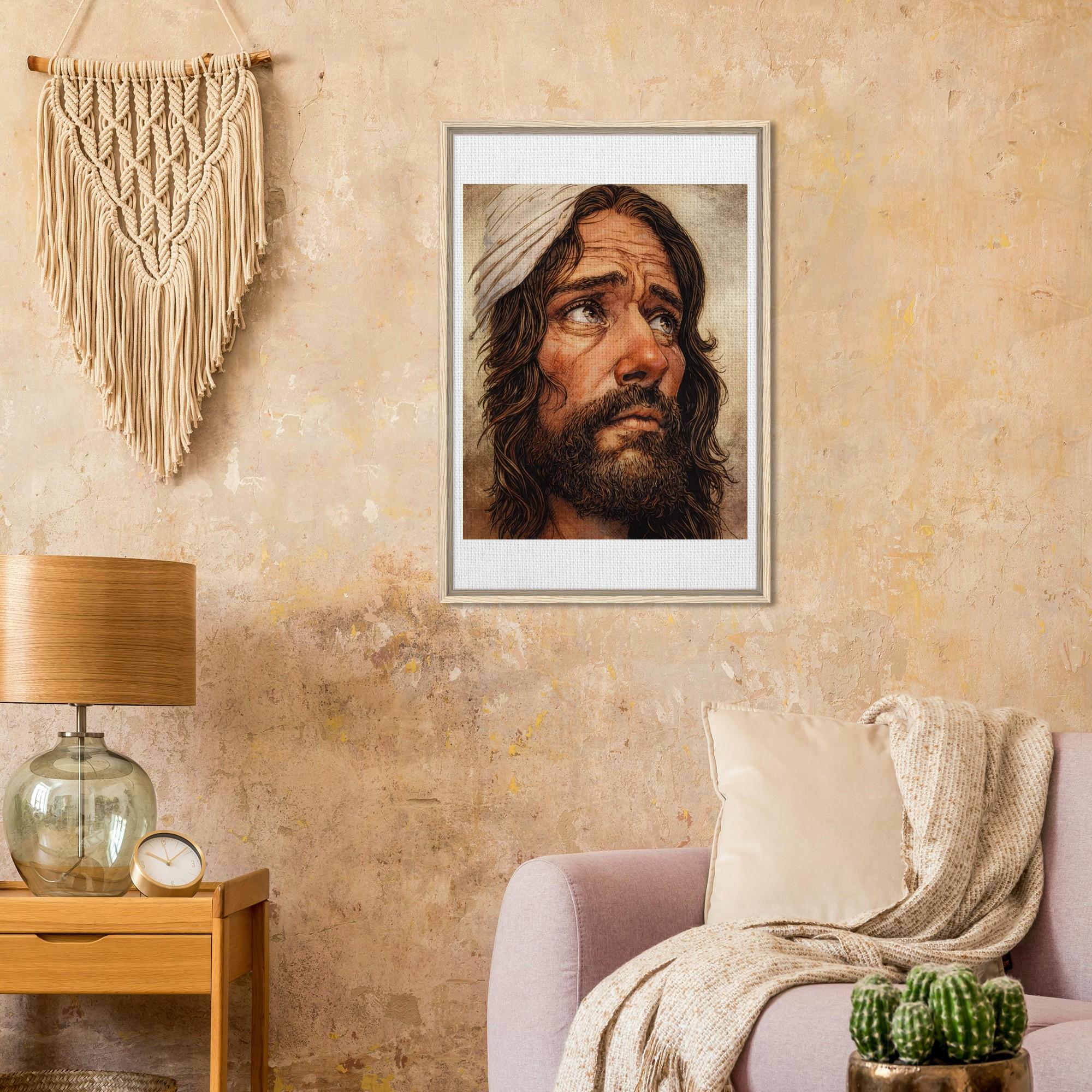 Jesus King of Kings Framed Canvas Art Print - Hand Drawn by Joshua Davis with a 24k Gold Leaf Foil background