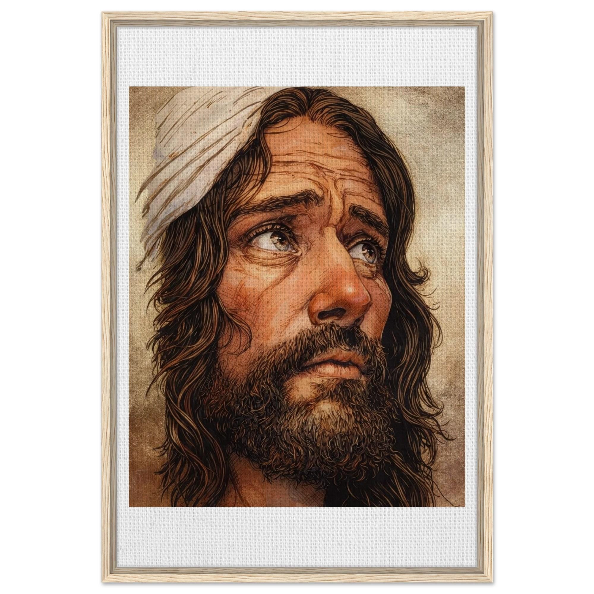 Jesus King of Kings Framed Canvas Art Print - Hand Drawn by Joshua Davis with a 24k Gold Leaf Foil background