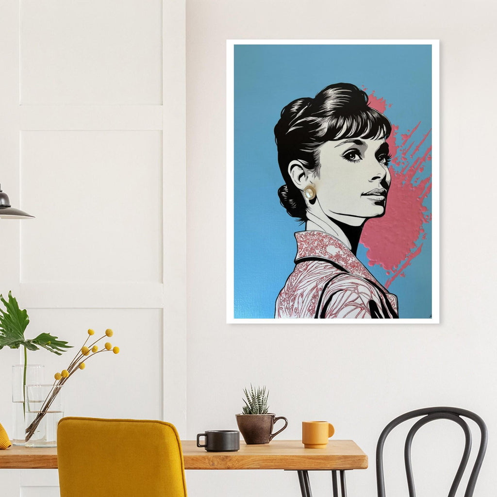 Hand Painted Audrey Hepburn Fine Art Print - Vibrant Giclée Print by Joshua Davis