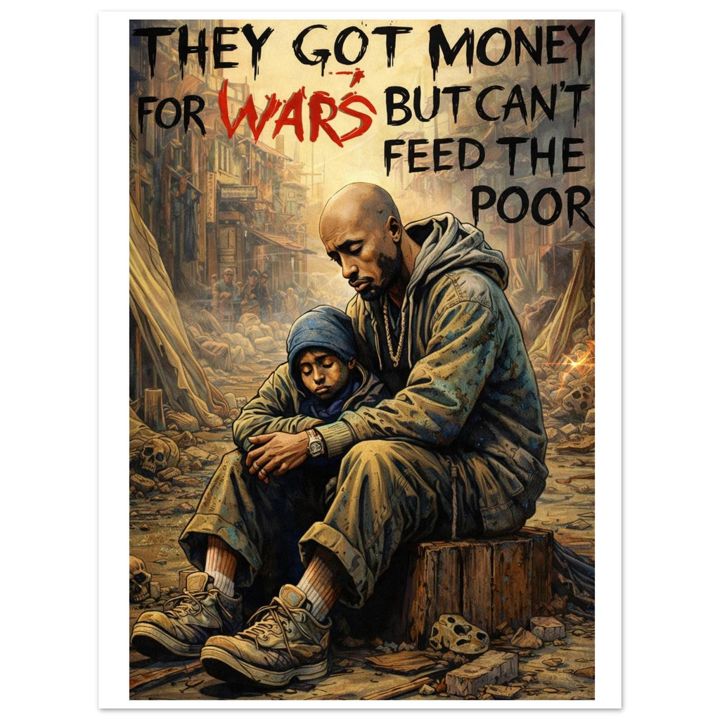 Tupac Portrait Art Print - 'They Got Money for Wars but can't feed the poor' by Joshua Davis - Giclée Poster Fine Art Print