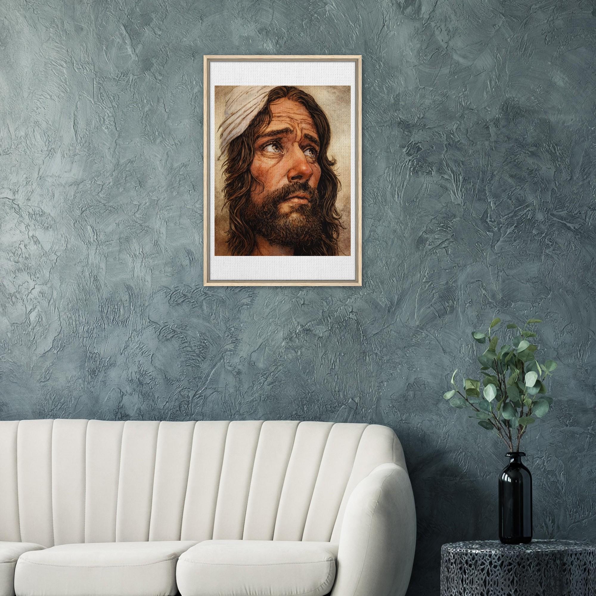 Jesus King of Kings Framed Canvas Art Print - Hand Drawn by Joshua Davis with a 24k Gold Leaf Foil background