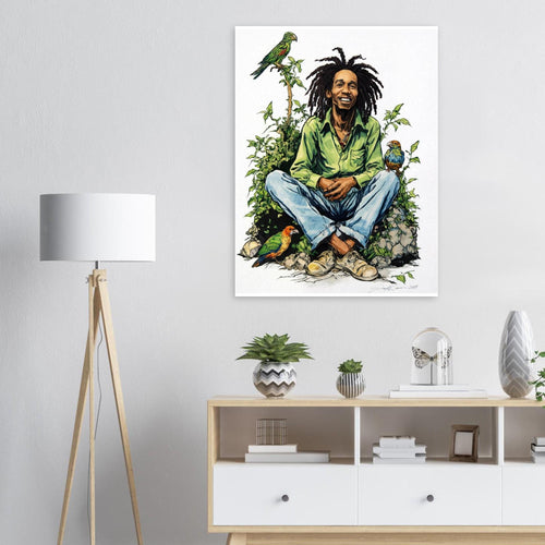 Bob Marley Fine Art Poster '3 Little Birds' by Joshua Davis - Handmade Art Print - Perfect Gift for Music Lovers