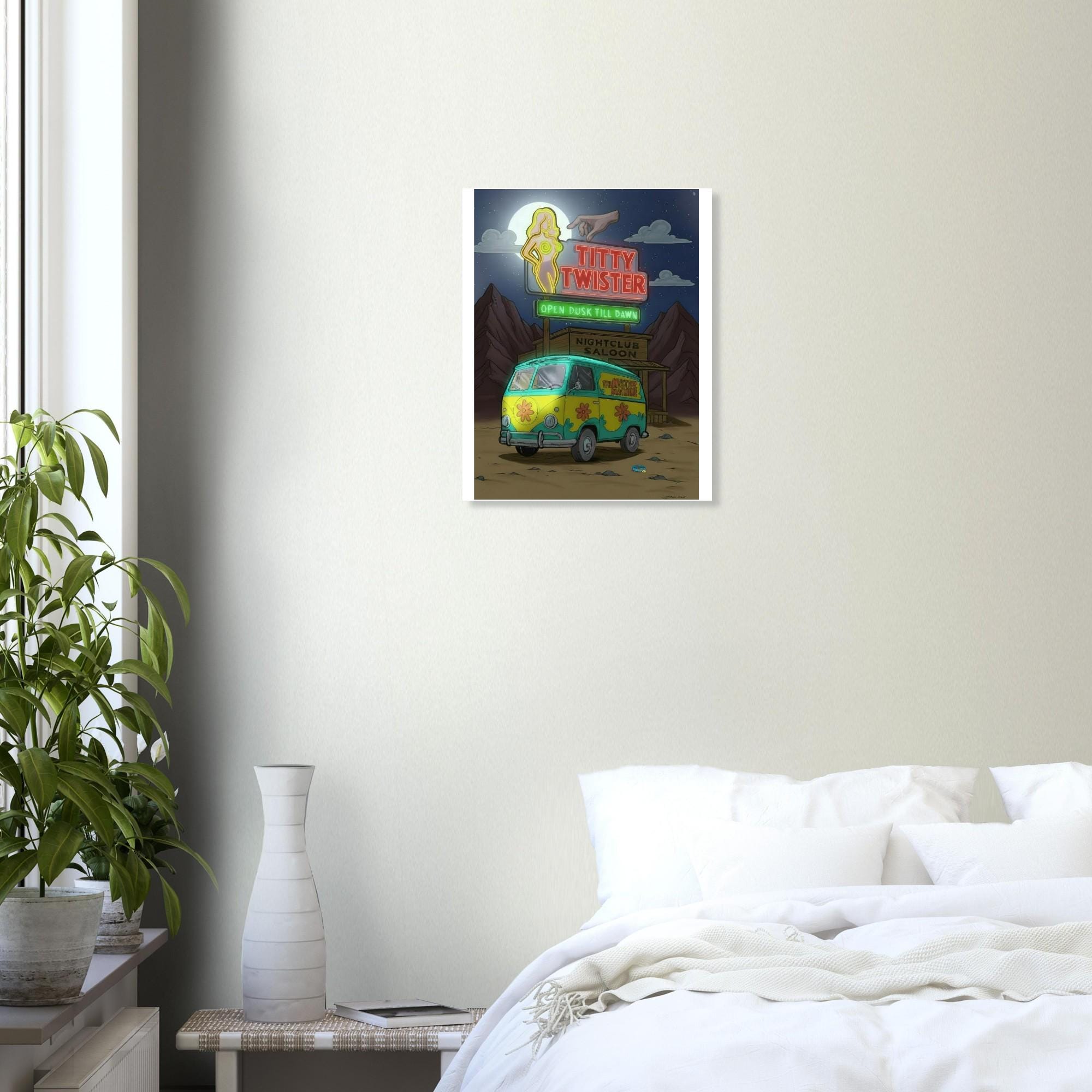 Scooby Doo Mystery Van Nighttime Art Print - Wall Art