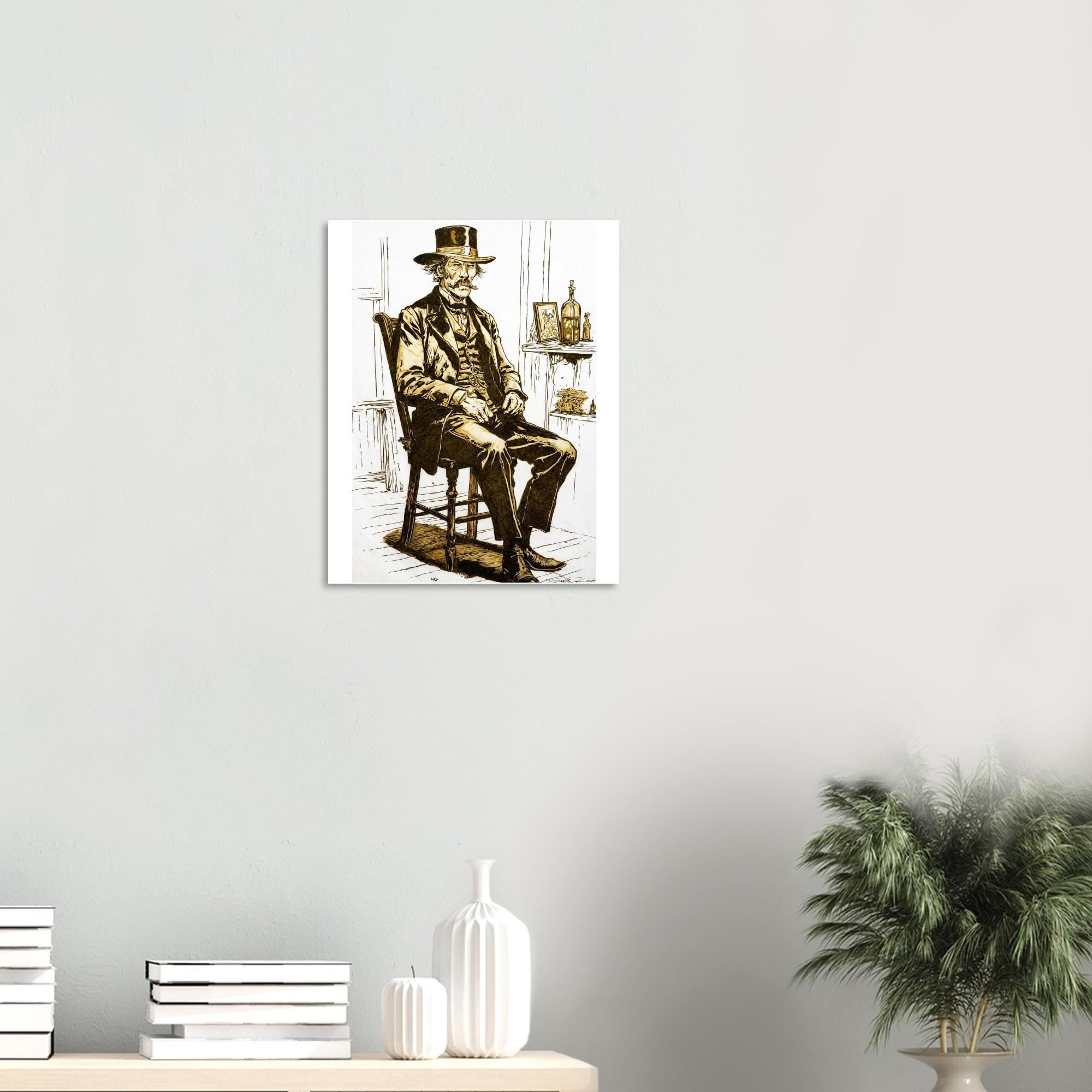 Wyatt Earp Portrait - Giclee Fine Art Print by Joshua Davis - Original was burned onto Paper