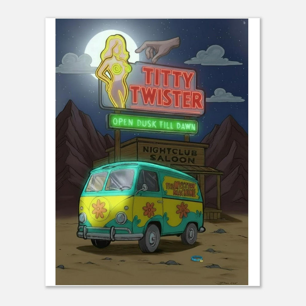Scooby Doo Mystery Van Nighttime Art Print - Wall Art