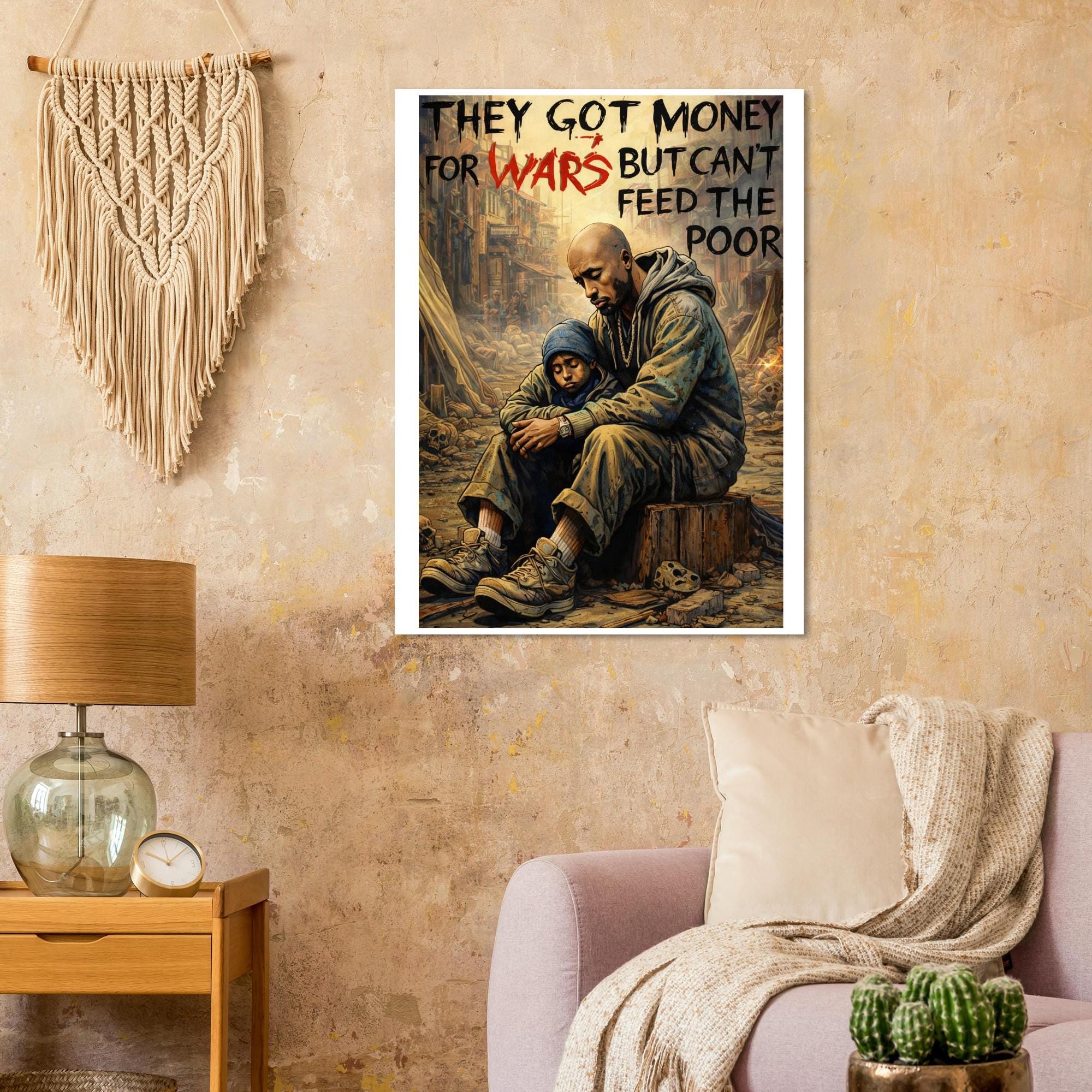 Tupac Portrait Art Print - 'They Got Money for Wars but can't feed the poor' by Joshua Davis - Giclée Poster Fine Art Print